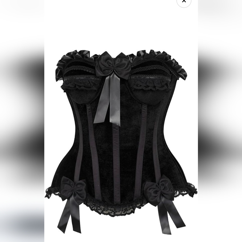 NWT Daisy Corsets Black Satin Bow Corset